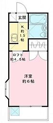 メゾン鎌ヶ谷B棟 1Kの間取図画像