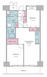 レジディア芝浦 2LDKの間取図画像