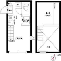ハーモニーテラス北小岩XIII 2階ワンルームの間取り