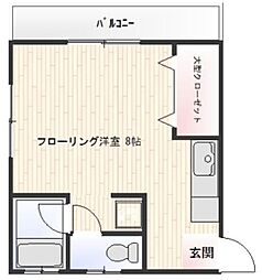 レジデンス阿久津 3階ワンルームの間取り