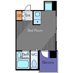 マートルコート駒沢大学 ワンルームの間取図画像