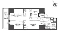 コンフォリア・リヴ板橋 12階2SLDKの間取り