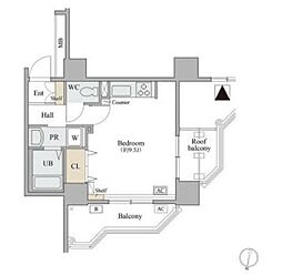 コラム神泉 ワンルームの間取図画像
