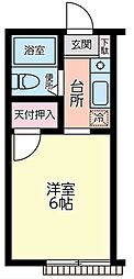 鶴川ハイツ II 2階ワンルームの間取り