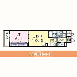 ヒカルサ和歌山城北サウス 1LDKの間取図画像