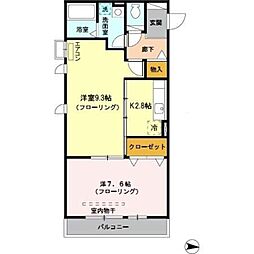 ロイヤルヒルズ武蔵浦和A 2Kの間取図画像