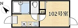 ラフィネ雑色 1Kの間取図画像