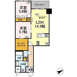 サンジョイアゼロ 4階2LDKの間取り