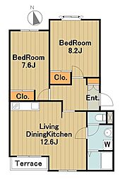 エスポラード 2階2LDKの間取り