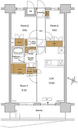 RJRプレシア東十条ガーデン 12階3LDKの間取り