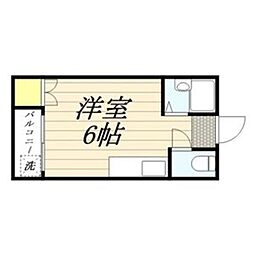 シェスタイン筑紫野 1階ワンルームの間取り