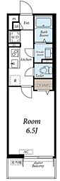 ブランシュバル早宮 1Kの間取図画像