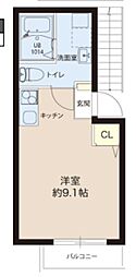 レピュア成増レジデンス 2階ワンルームの間取り