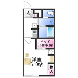 レオパレスY.M 1Kの間取図画像