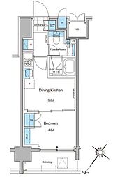 ルフォンプログレ西大井プレミア 1DKの間取図画像