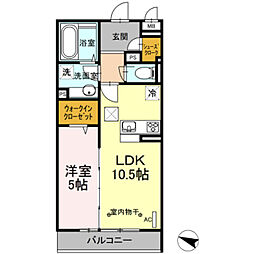 リヴェール湘南 1LDKの間取図画像