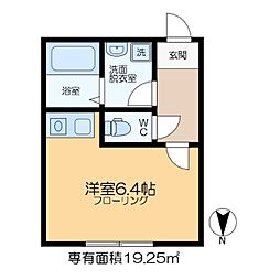 フェリチタ住吉 3階ワンルームの間取り