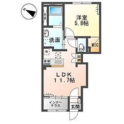 サニーパレス2 1LDKの間取図画像