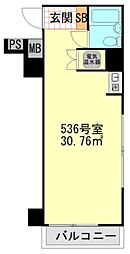 グランドメゾン鶴見 5階ワンルームの間取り