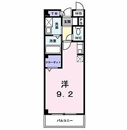 レジダンス上北台 1階ワンルームの間取り