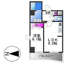 近鉄難波線 布施駅 徒歩5分の賃貸マンション 1階1LDKの間取り