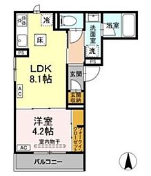 D-abanico 1LDKの間取図画像