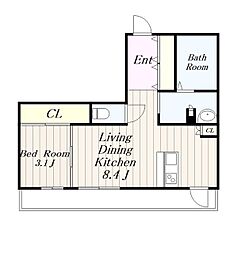 JMFResidence町田 3階1LDKの間取り