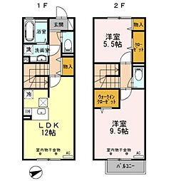 カピリナガーデン 1階2LDKの間取り