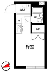 ＳｅｒａＵ笹塚 1階ワンルームの間取り