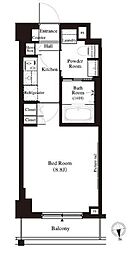 都営大江戸線 新江古田駅 徒歩5分の賃貸マンション 3階1Kの間取り