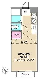 Octet Bee 2階ワンルームの間取り