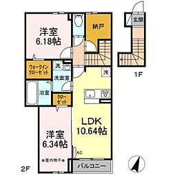セレナ 2階2LDKの間取り