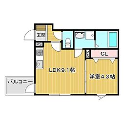 阪急京都本線 上新庄駅 徒歩5分の賃貸アパート 1階1LDKの間取り