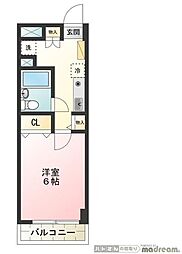 第二喜志コーポ 2階1Kの間取り
