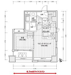 ドゥーエ銀座イースト1 1LDKの間取図画像