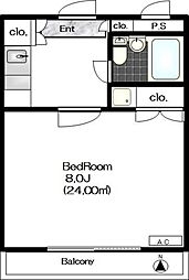 マメゾン 1階1Kの間取り