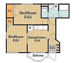 アヴニールハル3 1階2DKの間取り
