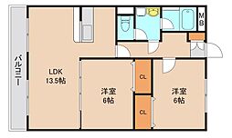 ガーデンアネックス 4階2LDKの間取り