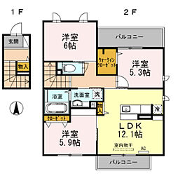 グランド　デルニエ 2階3LDKの間取り