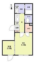 ヴィスタ南台 4階1DKの間取り