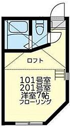 ユナイト星川パリセヴェイユ ワンルームの間取図画像