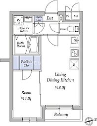 アトリオフラッツ奥沢 1階1LDKの間取り
