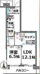 シティコート目黒1号棟 8階1LDKの間取り