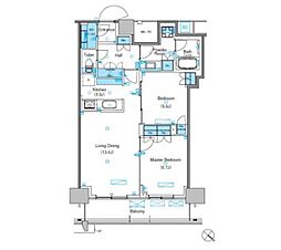 パークアクシス豊洲キャナル 15階2LDKの間取り
