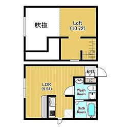神鉄三田線 三田本町駅 徒歩7分の賃貸アパート 1階1LDKの間取り
