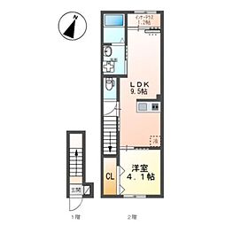 豊中市螢池中町新築アパート 1LDKの間取図画像