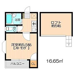 サンライズ井尻南 1Kの間取図画像