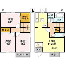 JR阪和線 和歌山駅 徒歩14分の賃貸テラスハウス 1階3LDKの間取り