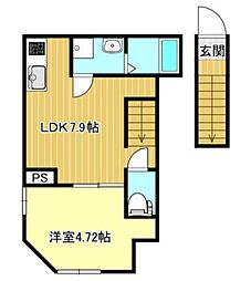 リベルテ村上 1LDKの間取図画像