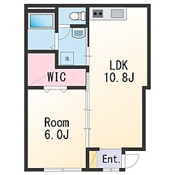 和歌山市紀三井寺アパート 1LDKの間取図画像